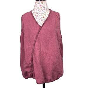 Cynthia Ashby Mauve Pink Tank Top Blouse Sleeveless Tunic Natural Fibers Linen